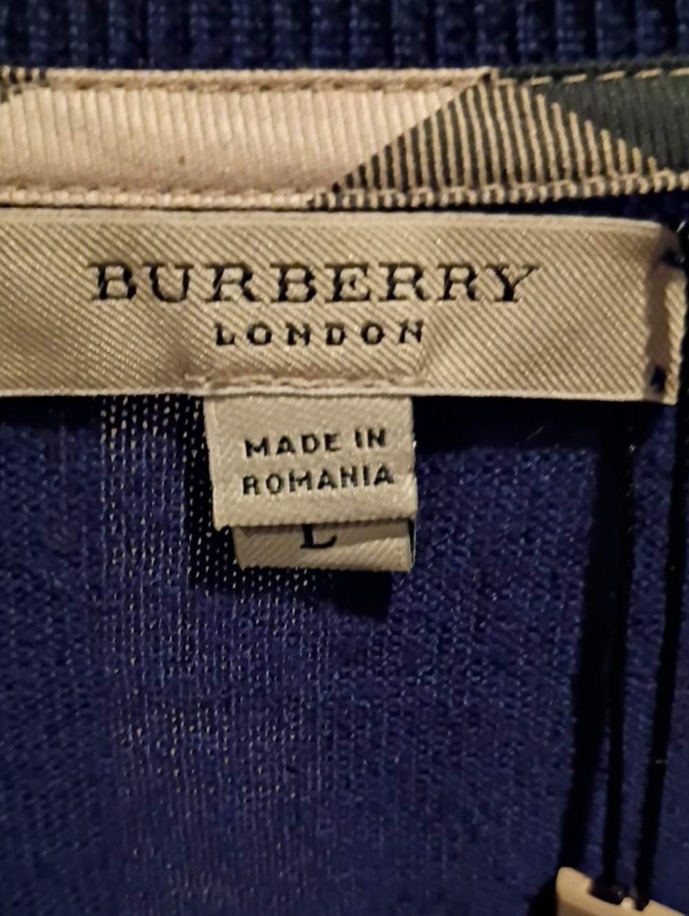 Burberry London Navy Blue V-neck Knit Top